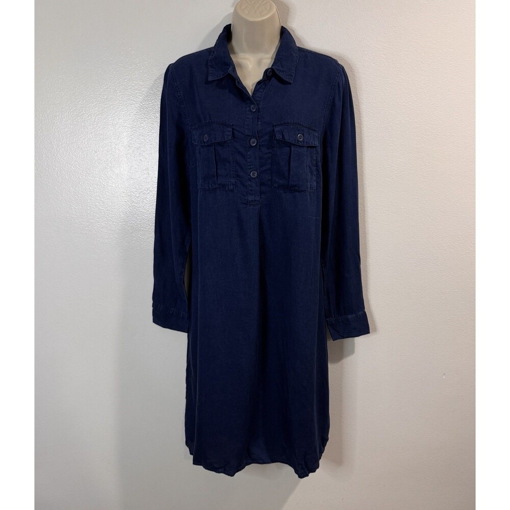 NWT Old Navy Maternity Shirt Dress M Chambray Blue Jean Long Sleeve Belted